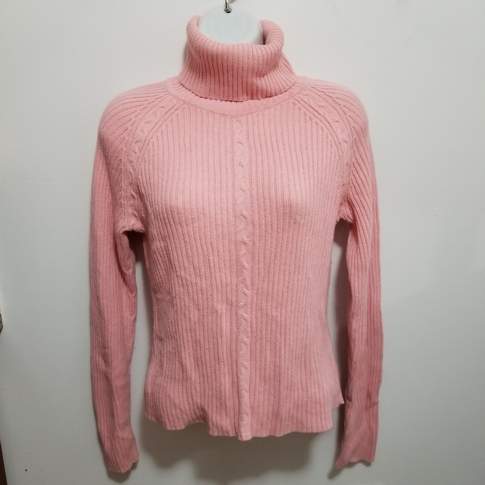 Contact New York pink ribbed turtleneck sweater